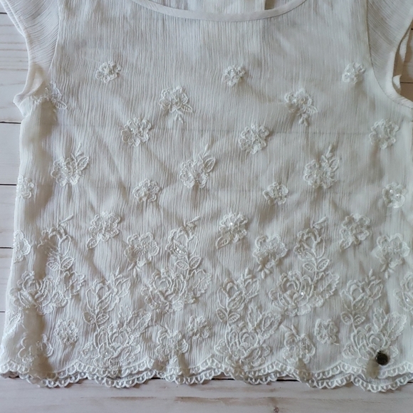 White Sheer Sequin Blouse - Abercrombie Kids - Picture 3 of 6